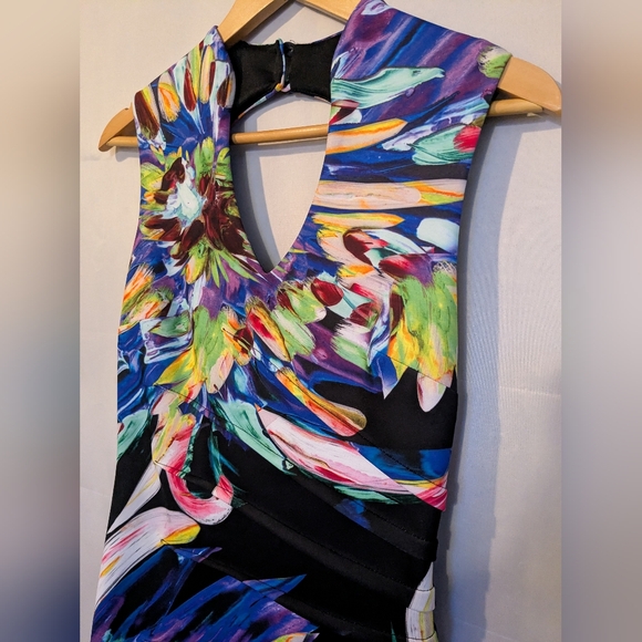 Joseph Ribkoff Vibrant Watercolour Sleeveless Fitted Dress - Picture 2 of 8